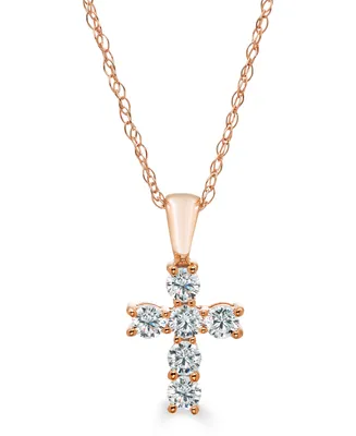 Diamond Baby Cross 18" Pendant Necklace (1/5 ct. t.w.) 14k White, Yellow or Rose Gold