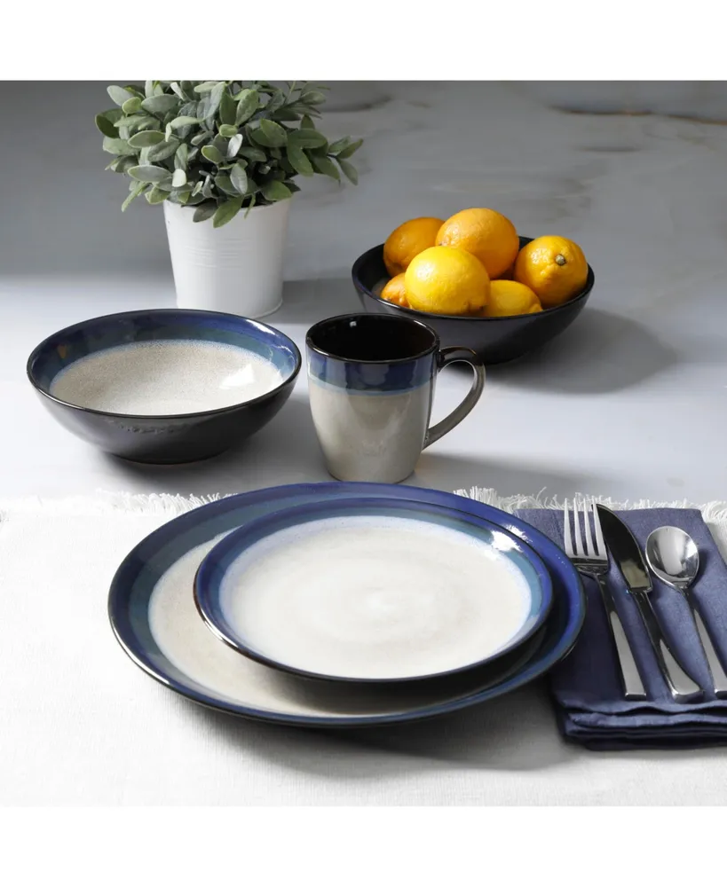 Gibson Couture Bands 16-piece Dinnerware Set Blue, Service for 4