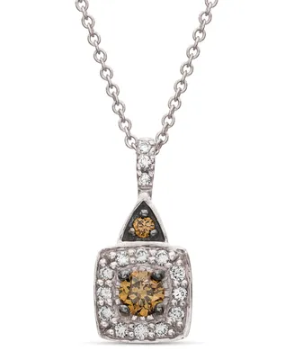 Chocolate by Petite Le Vian and White Diamond (1/4 ct. t.w.) Square Pendant 14k Rose Gold, Yellow Gold or