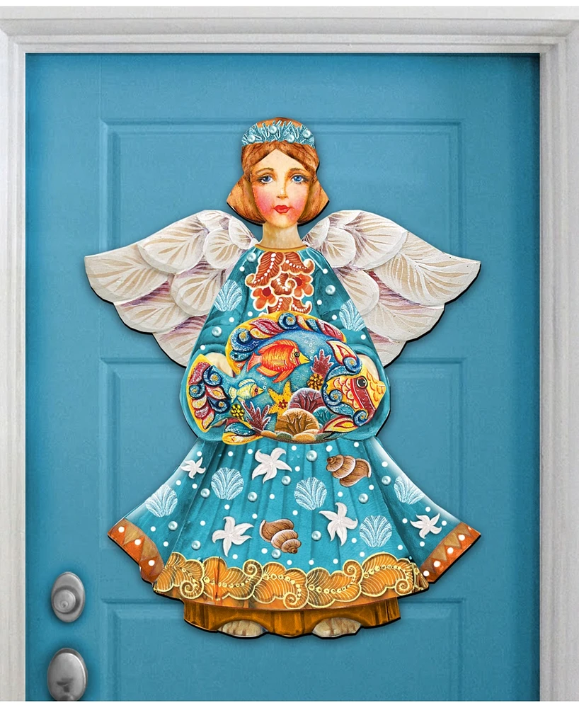 Designocracy Guardian of The Sea Angel Christmas Door Hanger