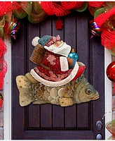 Designocracy Golden Fish Santa Over The Door Wooden Hanger