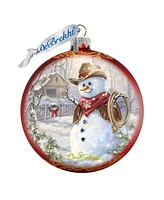 G.DeBrekht Cowboy Snowman Glass Ornament 2 by Dona Gelsinger