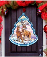 Designocracy Reindeer Tree Wooden Door Hanger Over The Door Wooden Hanger