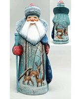 G.DeBrekht Woodcarved Hand Painted Reindeer Santa Figurine