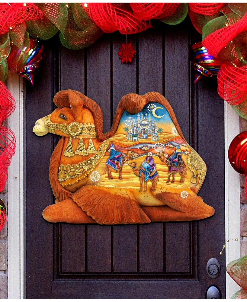 Designocracy Camel Three Kings Nativity Christmas Door Hanger