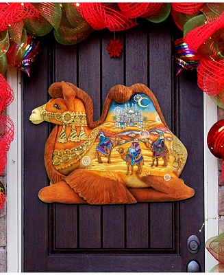 Designocracy Camel Three Kings Nativity Christmas Door Hanger