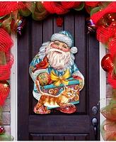 Designocracy Kitty Santa Christmas Door Hanger