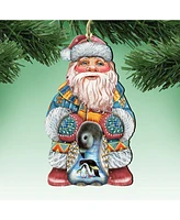 Designocracy Penguin Santa Wooden Christmas Ornament Set of 2