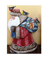 G.DeBrekht Woodcarved Hand Painted Happy Traveler With Squirrel Figurine