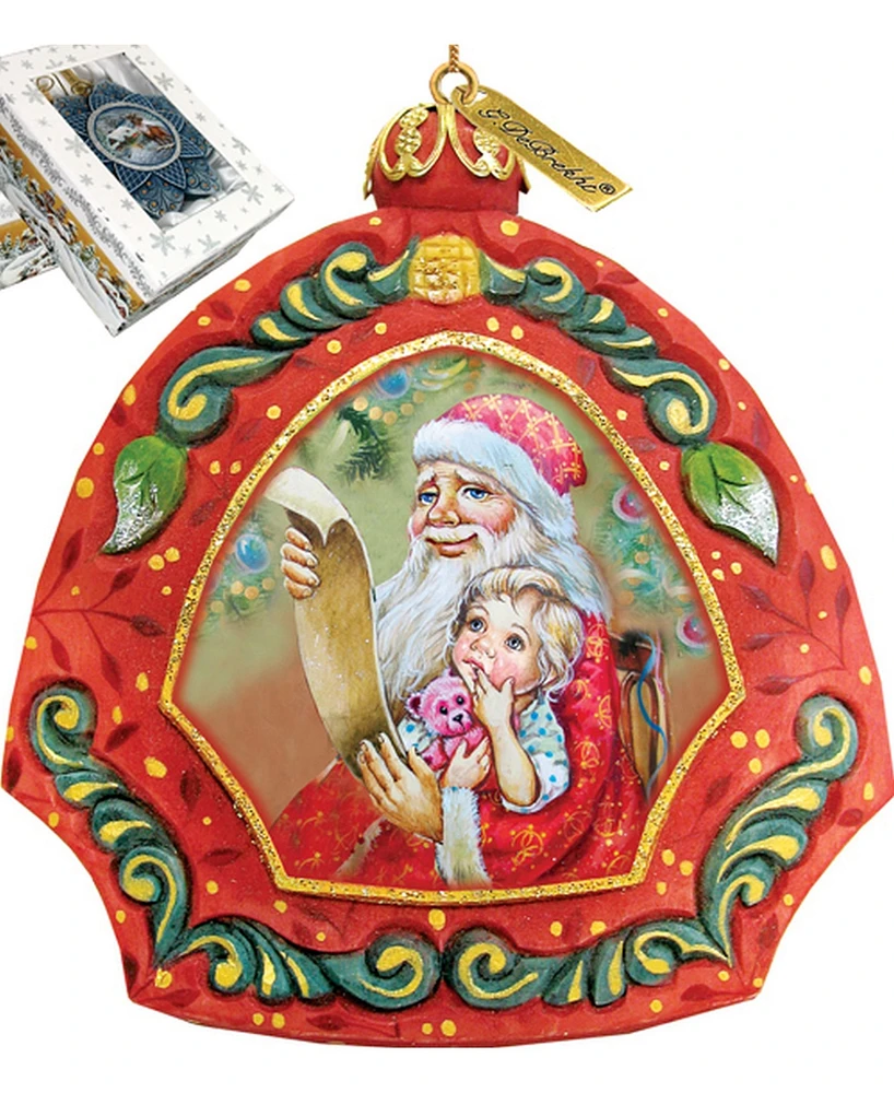 G.DeBrekht Hand Painted Scenic Ornament Santa's List