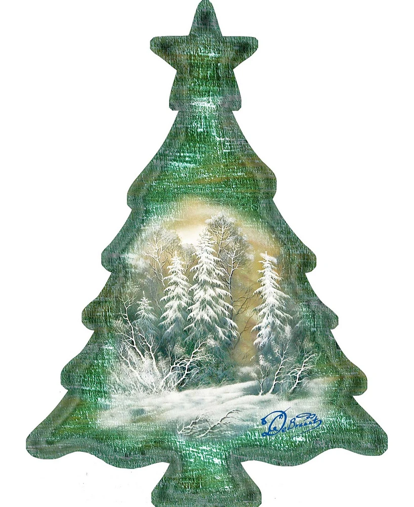 Designocracy Scenic Winter Tree Wooden Decor