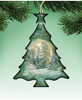 Designocracy Woodsy Christmas Tree Wooden Ornament, Set of 2