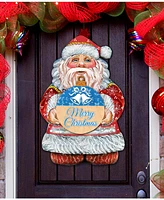 Designocracy 2019 Merry Christmas Santa Wooden Door Hanger