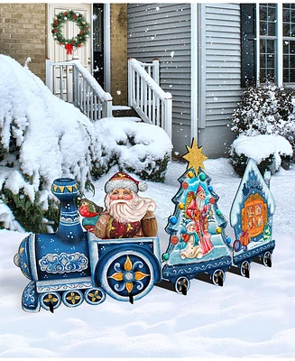 Designocracy Santa Holiday Express Wooden Outdoor Decoration