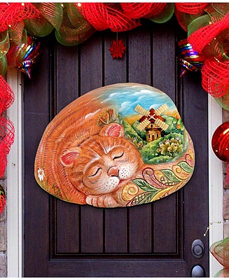 Designocracy Kitten Christmas Door Hanger