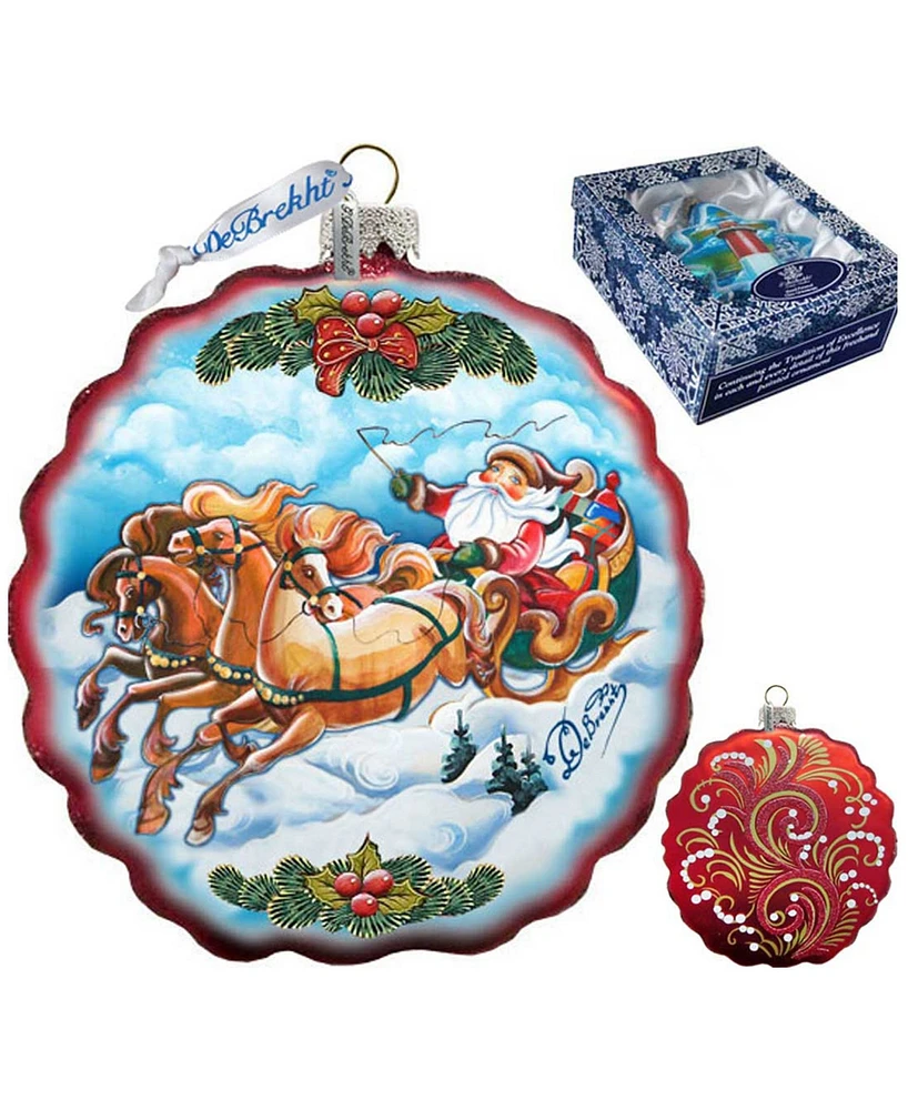 G.DeBrekht Sleigh Ride Flower Glass Ornament