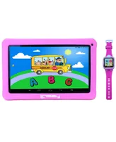 Linsay New 10.1" Kids Funny Tablet Octa Core 128GB with 1.5 Kids Smart Watch Selfie Camera Newest Android 13