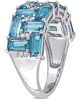 Blue Topaz (3-5/8 ct. t.w.) & Diamond (1/10 Cluster Ring 10k White Gold