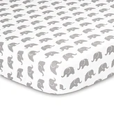 The Peanutshell Elephant Walk 3 Piece Baby Nursery Crib Bedding Set, Quilt, Fitted Crib Sheet, and Dust Ruffle