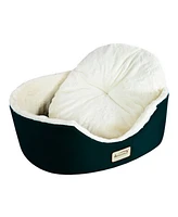 Armarkat Cat Bed Oval Pet Cuddle House in Laurel Green/Ivory