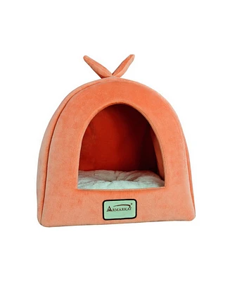 Armarkat Cat Bed Cave Shape, Orange/Ivory, C10HCS/Mb - Silky Soft Plush and Luxurious Velvet