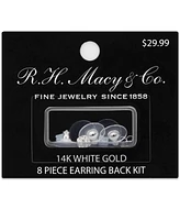 8-Pc. Set Earring Backs in White Plastic & 14k White Gold