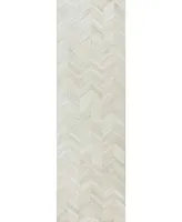 Bb Rugs Cowhide Fie-01 White 2'6" x 8' Runner Rug