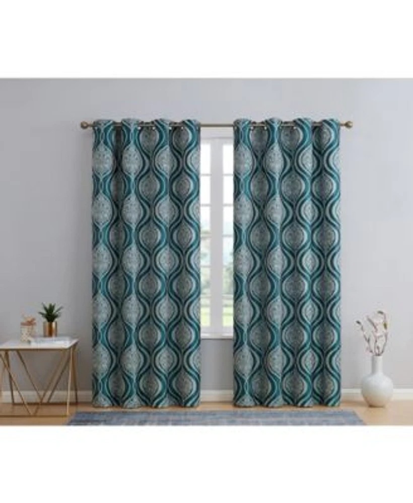 Hlc.Me Montero Damask 100 Complete Blackout Shading Thermal Insulated Energy Efficient Heat Cold Blocking Grommet Heavy Curtain Drapery Panels For Living Room 2 Panels