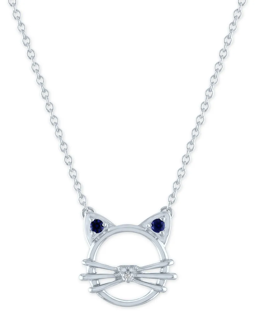 9-9.5mm Cultured Pearl Cat Pendant Necklace with Diamond Accents in  Sterling Silver. 18