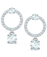 Swarovski Silver-Tone Crystal Circle & Charm Drop Earrings