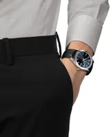 Tissot Men's Swiss Gentleman Black Leather Strap Watch 40mm