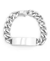 Eve's Jewelry Men's Silver Tone Stainless Steel Curb Link Id Bracelet