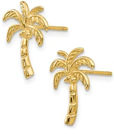 Palm Tree Stud Earrings in 14k Gold