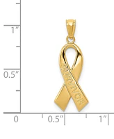 Survivor Ribbon Charm Pendant in 14k Gold