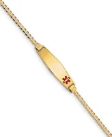 Medical Info Id Plate Bracelet in 14k Gold