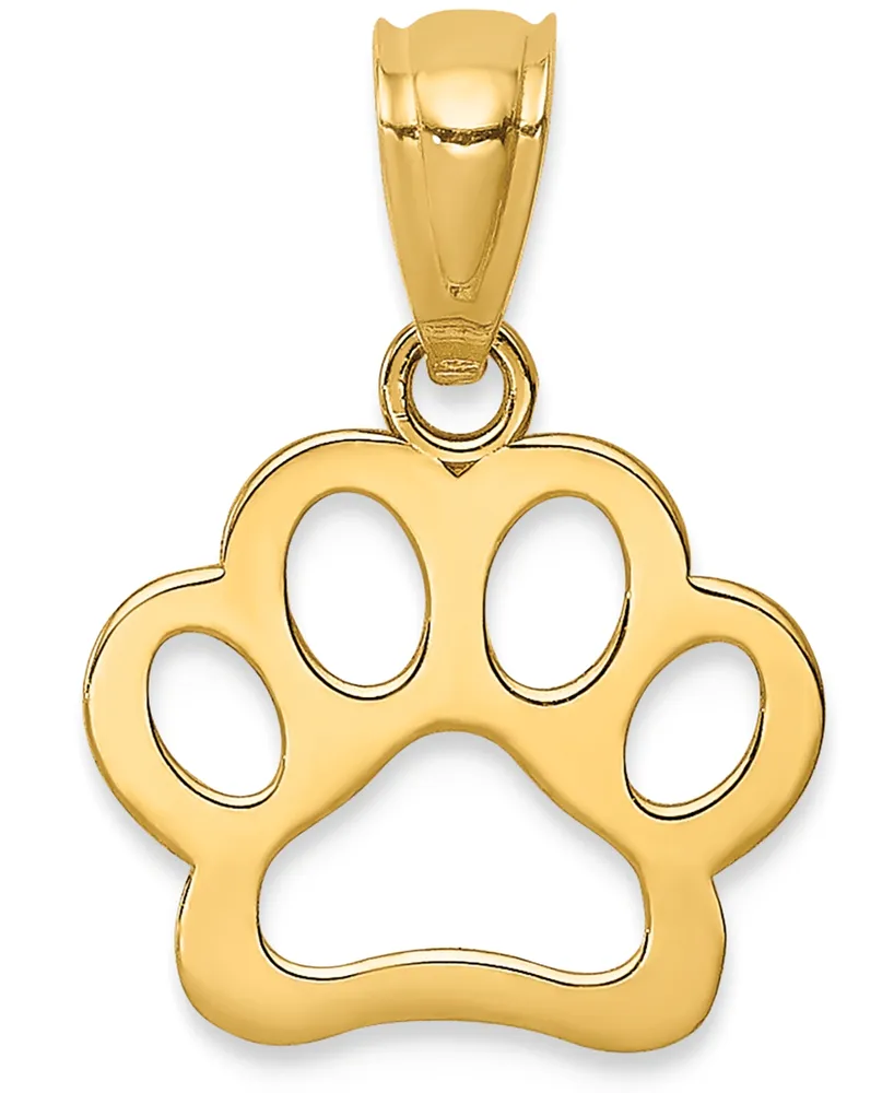 Paw Print Openwork Charm Pendant in 14k Yellow Gold