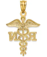 Registered Nurse Charm Pendant in 14k Yellow Gold