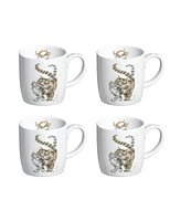 Royal Worcester Wrendale Designs Feline Fine Mug - Set of 4