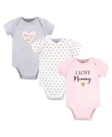 Hudson Baby Baby Girls Cotton Bodysuits 3pk