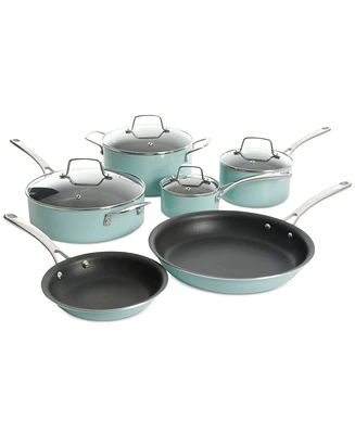 Martha Stewart Collection 10-Pc. Hard-Enameled Aluminum Nonstick Cookware Set