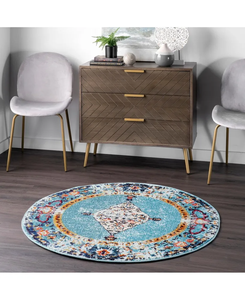 nuLoom Veronica KKCB26A Aqua 4' x 6' Area Rug