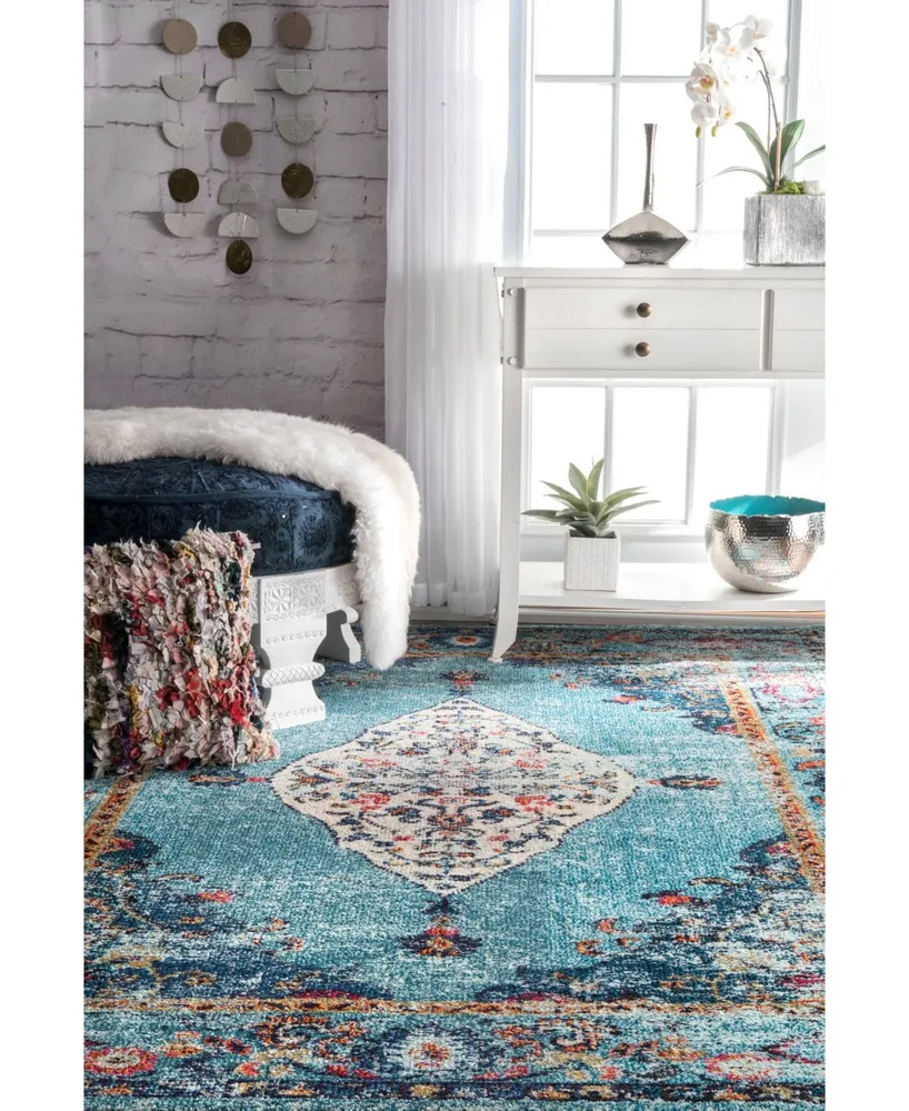 nuLoom Veronica KKCB26A Aqua 7'10" x 11' Area Rug