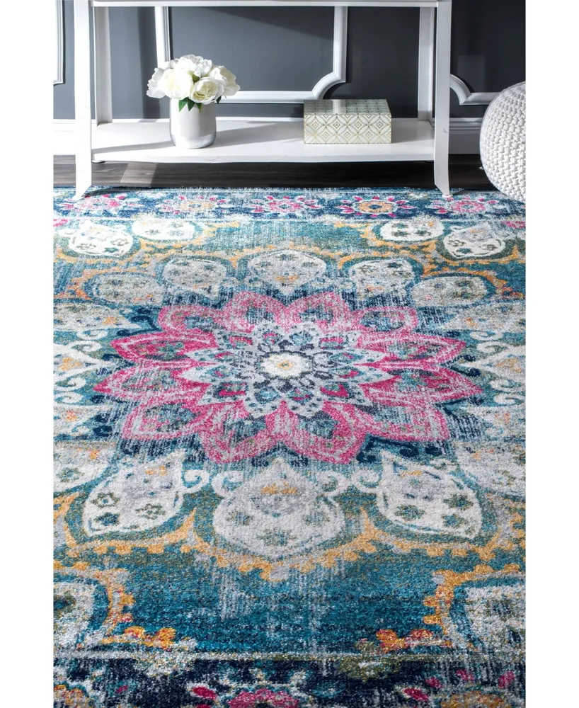 nuLoom Kiyoko RZBD59A Turquoise 4' x 6' Area Rug