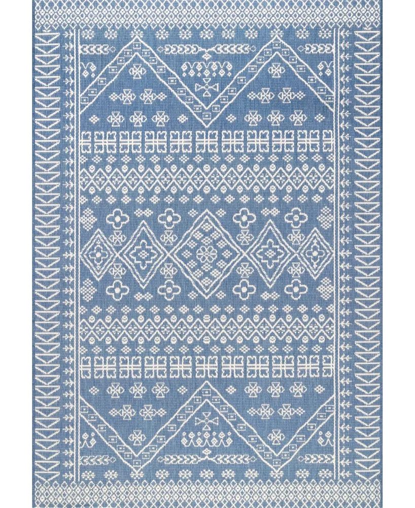 nuLoom Kandace OWDN24A Blue 3'9" x 5'7" Outdoor Area Rug