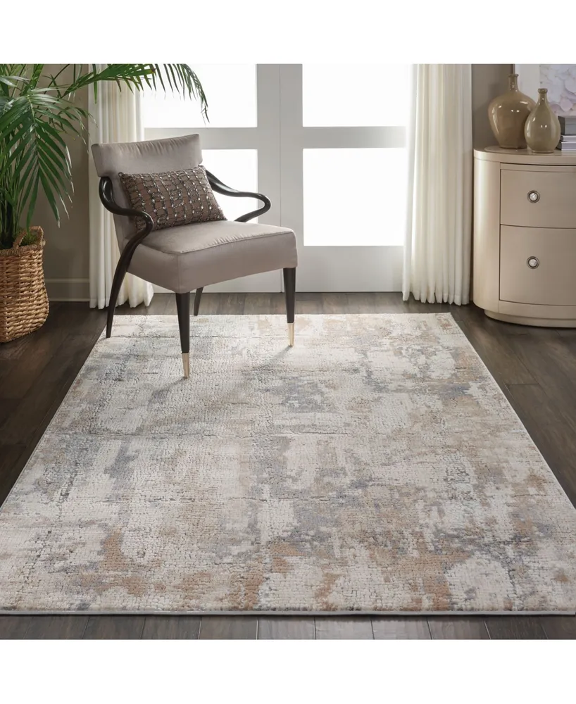 Nourison Home Rustic Textures RUS06 Beige and Gray 3'11" x 5'11" Area Rug