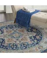 Nourison Home Ankara Global ANR11 Blue and Multi 4' Round Rug