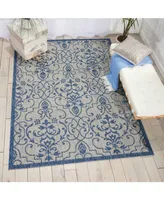 Nourison Home Country Side CTR04 Ivory and Blue 3'6" x 5'6" Outdoor Area Rug