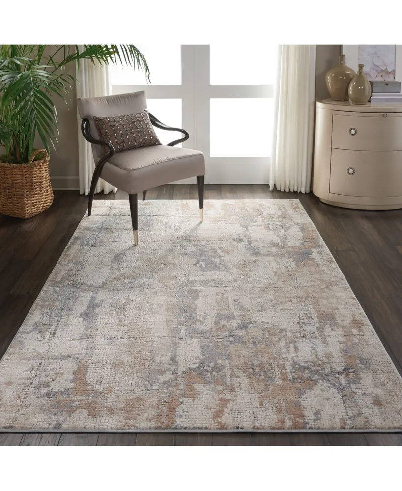 Nourison Home Rustic Textures RUS06 Beige and Gray 5'3" x 7'3" Area Rug