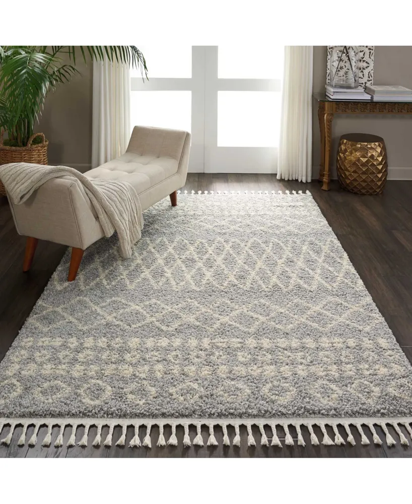 Closeout! Nourison Home Moroccan Shag MRS02 Silver 5'3" x 7'11" Area Rug
