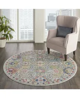 Nourison Home Ankara Global ANR12 Gray and Multi 4' Round Rug